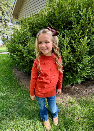 Rust Pom Pom Sweater