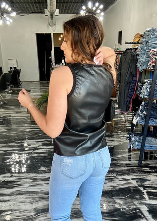 No Complaints Faux Leather Tank