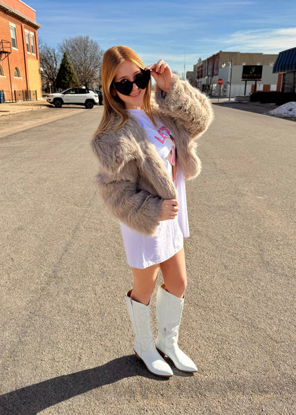 Living For Today Faux Fur Crop Jacket