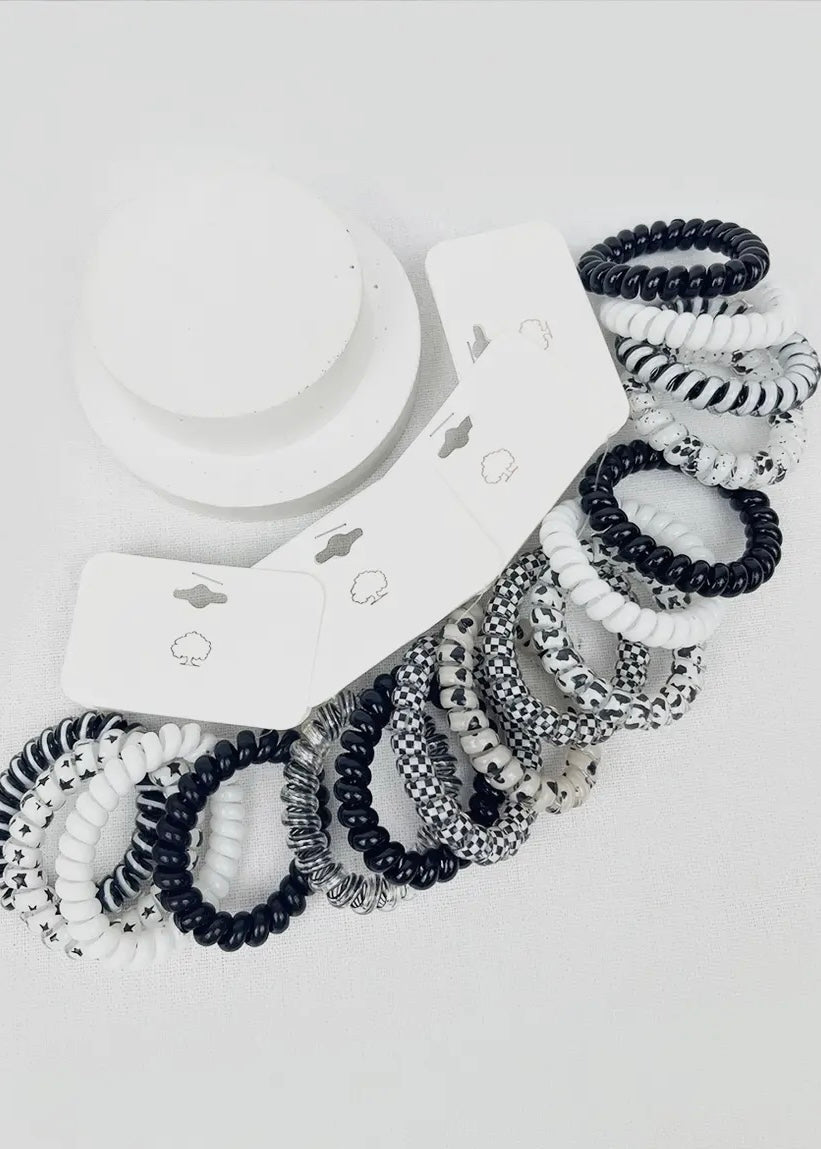 Black & White Spiral Hair Ties