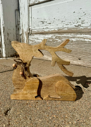 Wooden Lying Christmas Deer