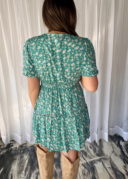 Out West Teal Front Tie Dress