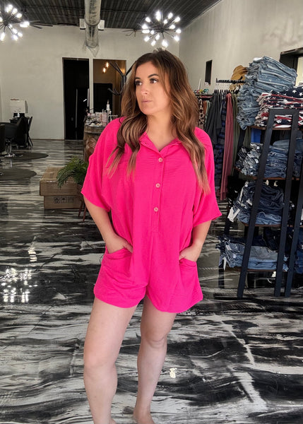 Sunny Skies Hot Pink Romper