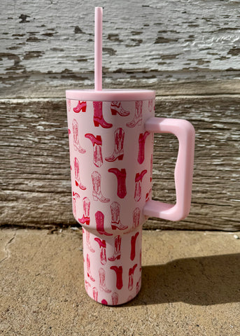 Hot Pink Cowgirl Boot 40oz Tumbler