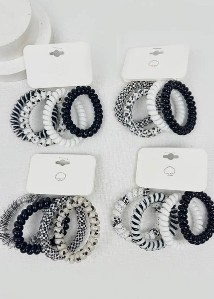 Black & White Spiral Hair Ties