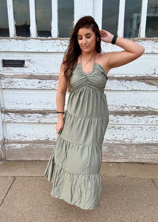 Olive Grove Tiered Maxi Dress