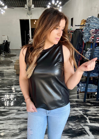 No Complaints Faux Leather Tank