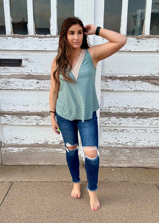 Sage Escape Lace Tank