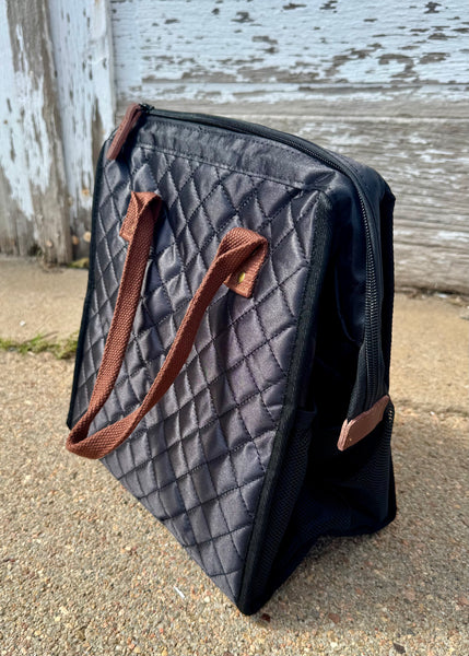 Black Quilted Cooler Lunch Bag