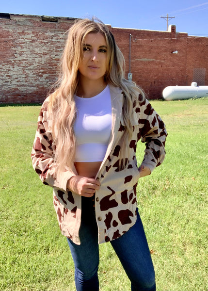 Nothing You Can't Do Cow Print Corduroy Jacket