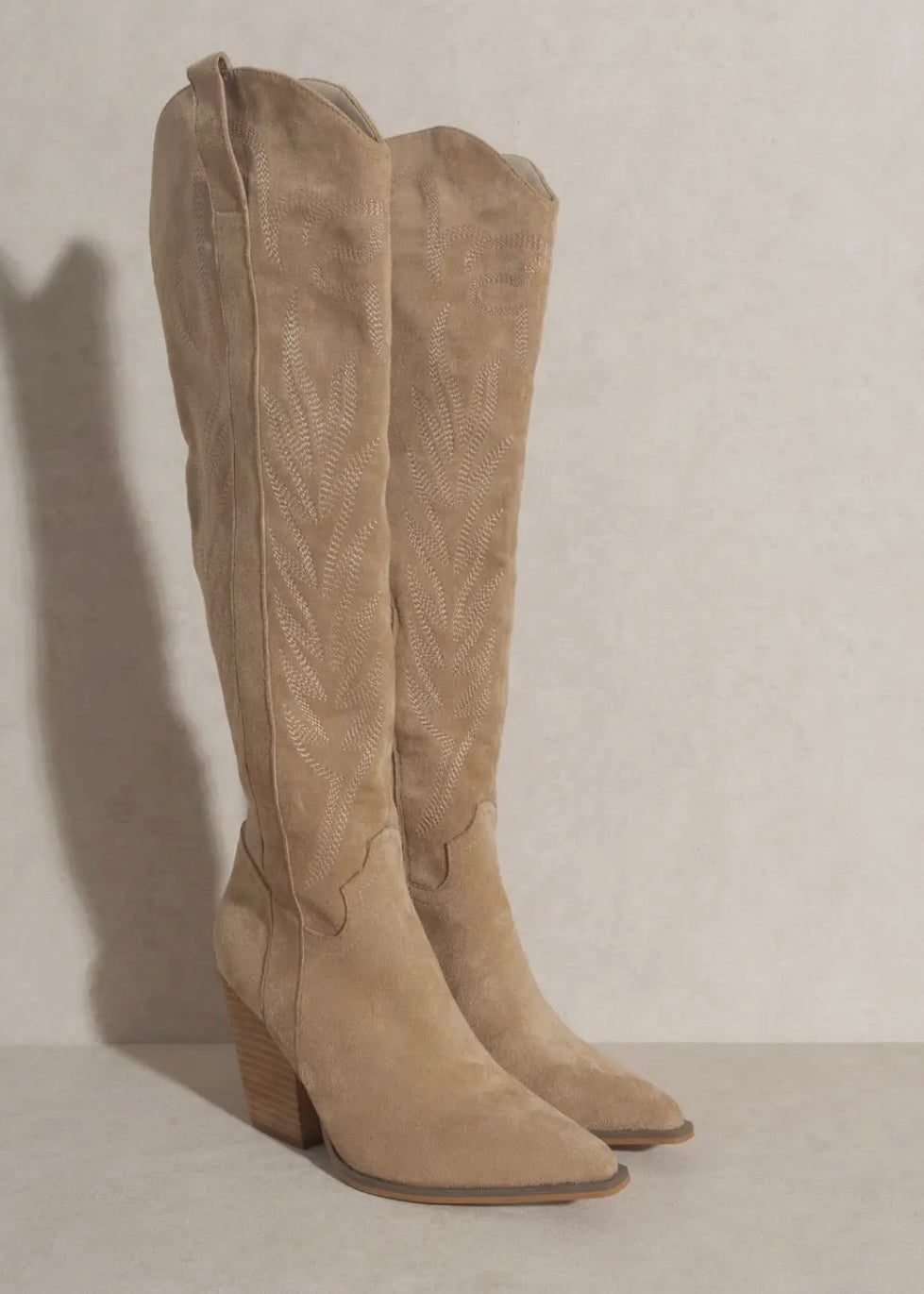 Bronco Almond Knee High Cowboy Boot