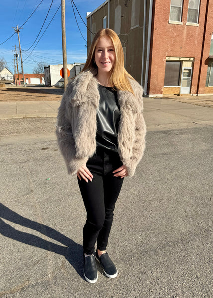 Living For Today Faux Fur Crop Jacket