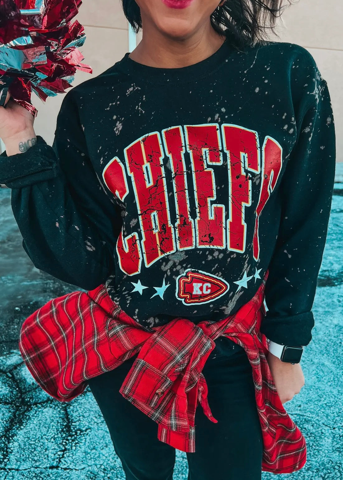 Chiefs Stars Bleached Sweatshirt (SMALL ONLY)