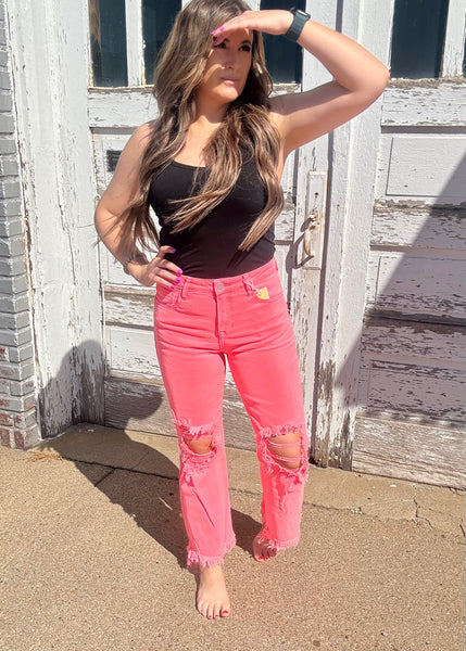 Coral Crush High Rise Straight