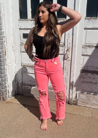 Coral Crush High Rise Straight