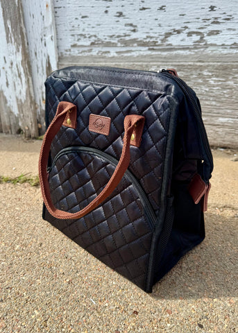 Black Quilted Cooler Lunch Bag