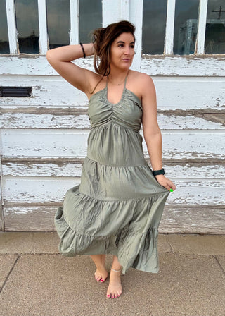 Olive Grove Tiered Maxi Dress