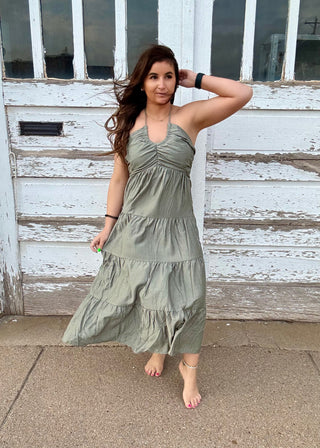Olive Grove Tiered Maxi Dress