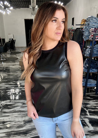 No Complaints Faux Leather Tank