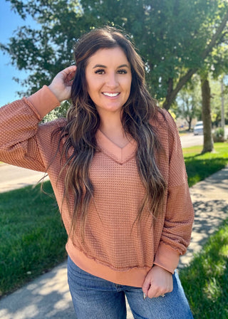 One & Only Ginger Waffle Knit Sweater