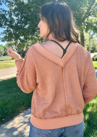 One & Only Ginger Waffle Knit Sweater