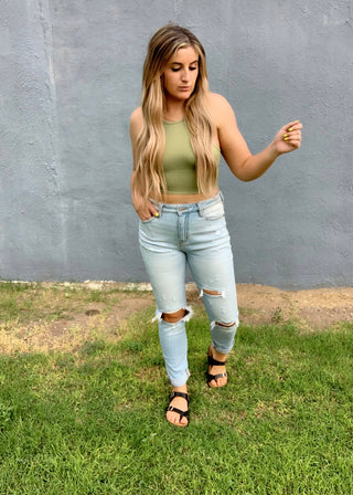 Chevron Ribbed Compression Crop Top