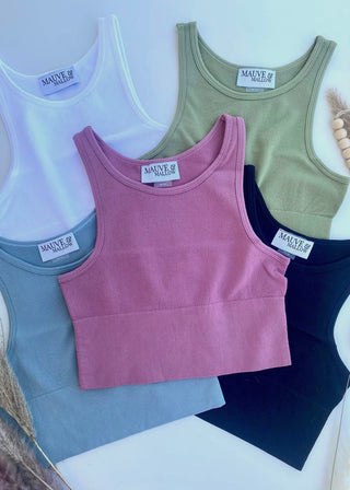 Chevron Ribbed Compression Crop Top