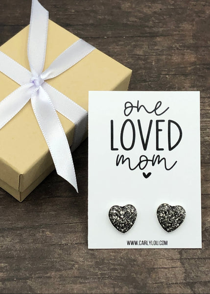 One Loved Mom Heart Earrings