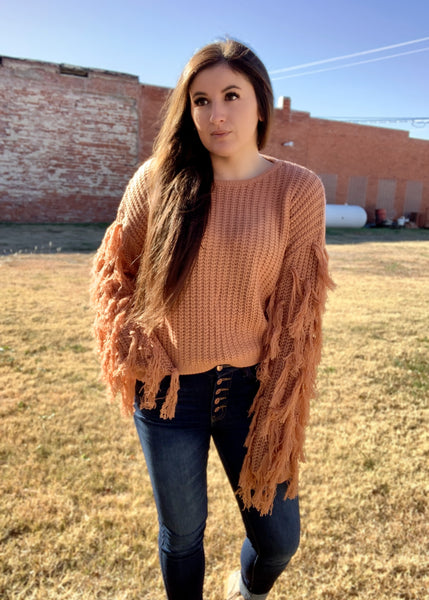 After Hours Rust Fringe Sweater