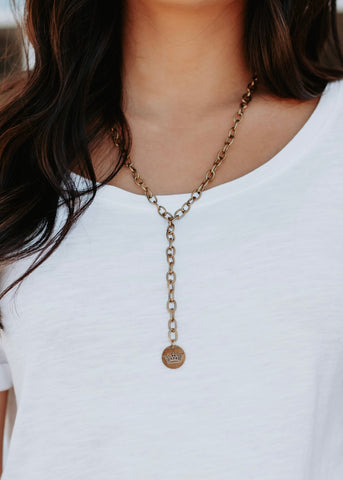 Antique Gold Lariat Chain Necklace