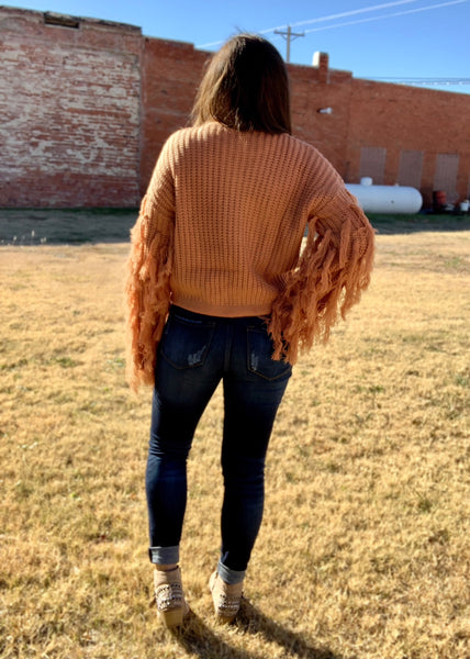 After Hours Rust Fringe Sweater