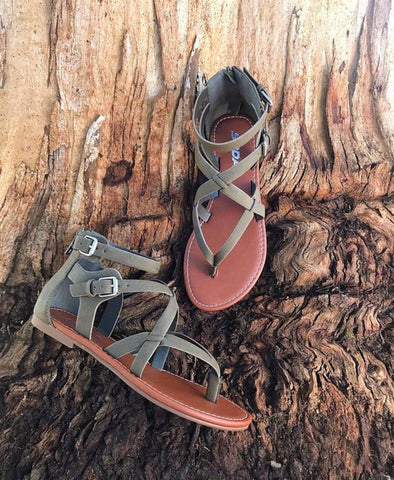 Olive Sandals(SIZES 6, 6.5, 7, 9)